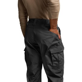 CQR Men's Tactical Pants, Water Resistant Ripstop Cargo Pants, Lightweight EDC Work Hiking Pants, Outdoor Apparel, Raider Mag Pocket Black, 32W x 30L