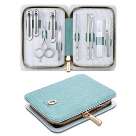 Professional 10-Piece Manicure Kit with Exquisite Leather Case