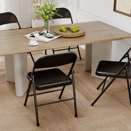 GarveeHome Folding Chairs Set of 8, Portable Folding Chair Hold Up to 350 Pounds, Black Metal Folding Chair Suitable for Dining Room, Living Room, Office, Indoor and Outdoor Events