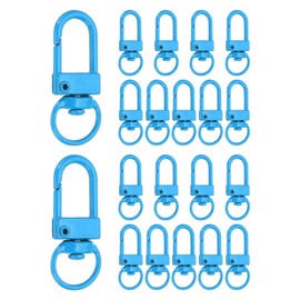 PATIKIL Metal Lobster Claw Clasps, 20 Pack Swivel Lanyards Trigger Snap Hooks Keychain Clips with Key Rings for Making Bags Purses Straps DIY Crafts Necklace Findings, Blue