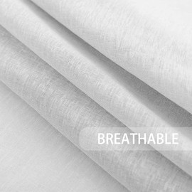 UPOPO Cortinas transparentes blancas de 80 pulgadas de largo, para sala de estar, cocina, comedor, 2 paneles de gasa transparente para recámara, cortinas de lino texturizado con bolsillo para barra de cortina, juego de tratamiento de ventana de 42 x 80 p