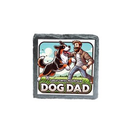 Great Swiss Mountain Dog Dad Slate Coaster with Playful Cartoon Design for Dog Lovers (slco-kf25-728)