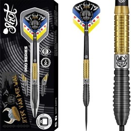 Shot! Pro Series Jitse Van Der Wal Steel Tip Dart Set 90% Tungsten Professional Steel Tip Darts Set Throwing Darts for Bristle Dartboard Made in New Zealand For Men & Women Metal Tip