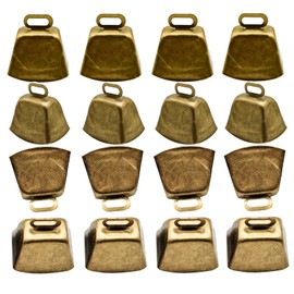 Pinenjoy 17Pcs Copper Grazing Bells Small Metal Cowbell 40mm Bronze Bell for Horse Goat Dog Cattle Farm Animal Pet Anti-Theft