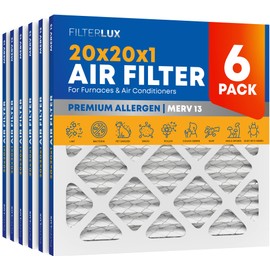FilterLux 20x20x1 MERV 13 (6-Pack) Electrostatic Pleated Air Filters, Furnace Filters, Home Air Conditioner Filters, AC Filters, HVAC Filter Replacement MPR 1900 FPR 10