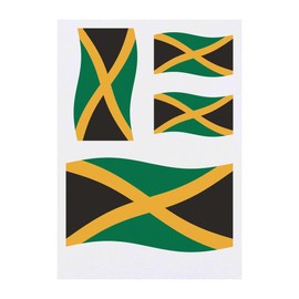 4 x 'Waving Jamaican Flag' Temporary Tattoos - Water Resistant, Skin-Safe, Non-Toxic Transfers, Mixed Sizes (TO00068740)