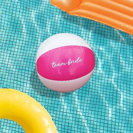 eBuyGB Team Bride Beach Balls, 9” Inflatable Beach Ball, Bridal Party Favours, Pink & White Beach Ball, Hen Party Abroad, Bachelorette Party