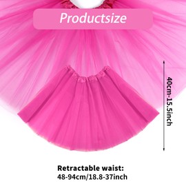 Yolev Women's Adult Teen Tutu Skirts Elastic 3-Layered Tulle Tutu Skirt Ballet Dance Running Skirt for Fancy Dress-up Parties (Rose Red)