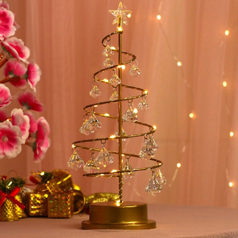 Christmas Crystal Tree Lamp Acrylic Crystal Pendant Christmas Decorative Desk