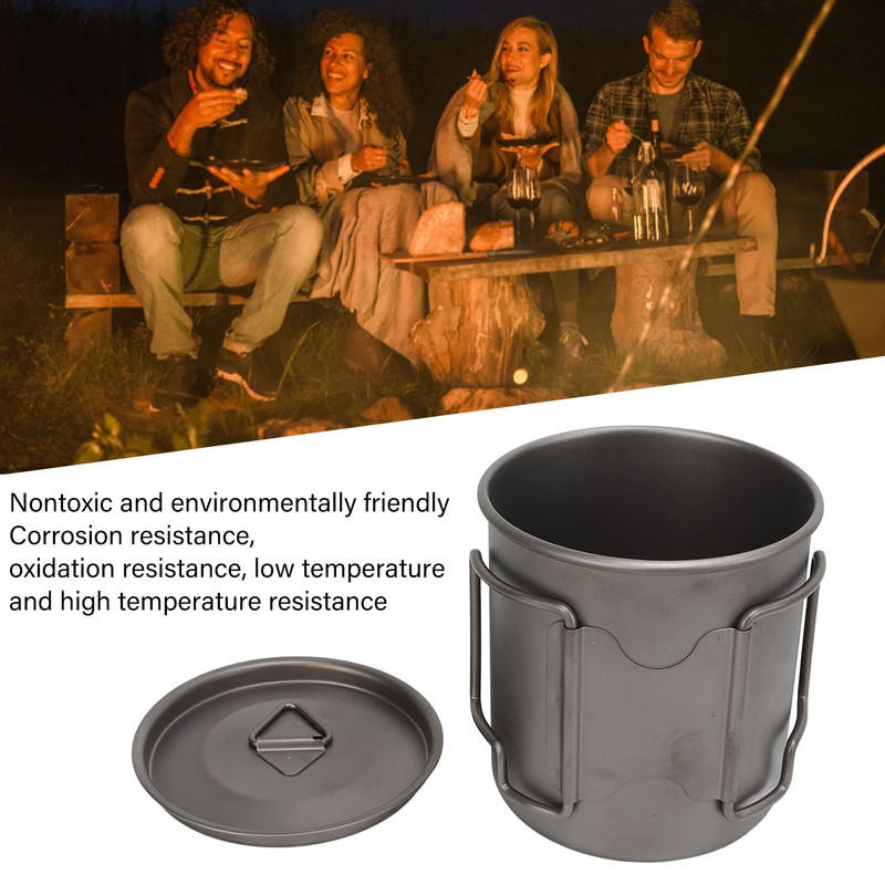 Titanium Mug 500ml Rounded Edge Design Lightweight Portable Mug with