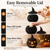 Black Handwoven Seagrass Pumpkin Jack-O-Lantern for Spooky Halloween Candy Storage,