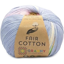 Katia Fair Cotton Granny Yarn + Free Pattern of Granny Square Bag (306 - Lavender-Rose-Lemon-Lime)