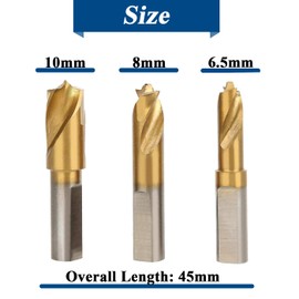 Bestgle 3 Pcs Spot Weld Drill Bit Set, High Speed Cobalt Steel with Titanium Coating CO Cobalt Spot Weld Cutter Kit Cutting Accessories Can Separate Spot Welded Panels, 6.5mm 8mm 10mm