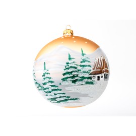 6 inch Christmas Ball Ornaments, Large Polish Christmas Ornaments, Hand Blown Glass Christmas Ornaments, Glass Christmas Ornaments Balls, Hand Painted Christmas Ball Ornaments Gold Matte