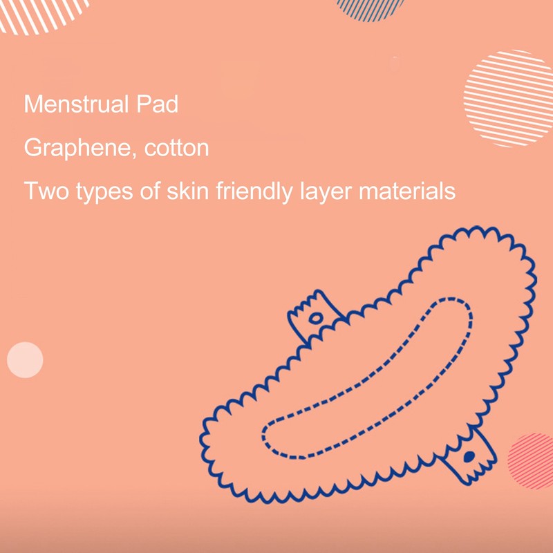 4PCS Washable Feminine Pads Gray Graphene Leakproof Breathable Reusable Sanitary