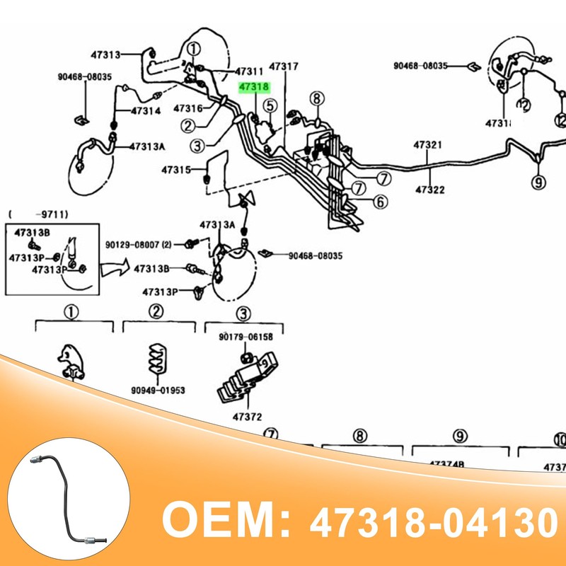 Yojunauto Front Brake Tube Caliper To Flex Hose NO.8 Compatible