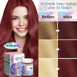 Vegan Semi Permanent Hair Color Mask - Color Depositing Conditioner for Color-Treated Hair - Ammonia, Paraben, Sulfate & Cruelty-Free - Enhances & Tones Hair - Plant-Based Formula (WINE RED, 300 ML)