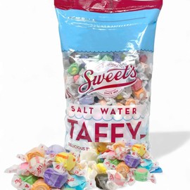 Sweet Candy Assortment – Salt Water Taffy, 10 Flavors, Individually Wrapped, Gluten-Free, 4 Lbs Bulk Bag, Classic Chewy Treats by MOOCHI Packaging