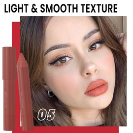 BINGBRUSH Crayon Matte Longwear Lipstick Pack Set,Moisture Smooth Color Stick Ultimate Lip Crayon for Makeup Collection - Waterproof Velvet Lipgloss Lip Stain (2pcs 05#&09#)