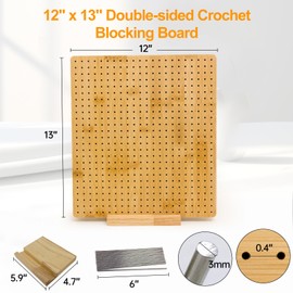 Crochet Granny Square Blocking Board - 12" X 13" Crochet Blocking Board Mat for Knitting & Crochet Projects, Full Kit with 15 Stainless Steel Rod Pins, Gifts for Mothers, Grandmothers