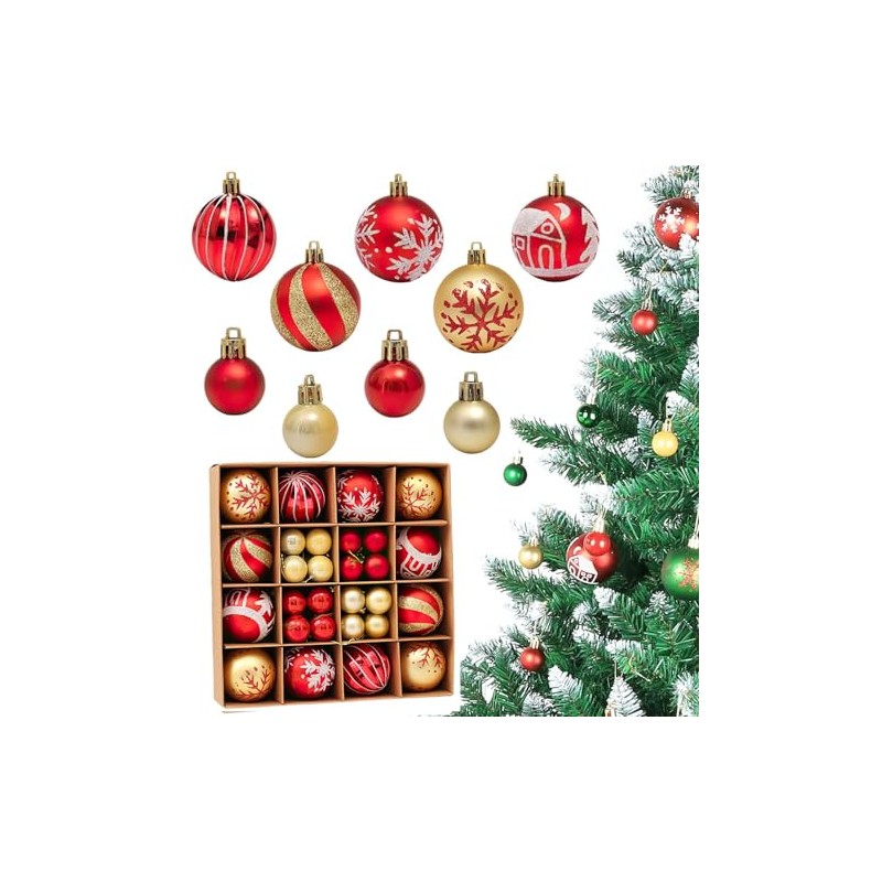 JUGLUTE Adornos para Arbol de Navidad, 44 pcs Plastic Esferas