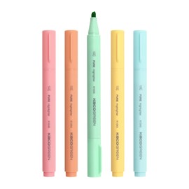 Kaco Aesthetic Cute Highlighters, 5 Pieces Assorted Macarons Color Ink Bible Markers Pastel, No Bleeds, Quick Dry Office School Supplies Stationery
