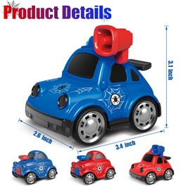 YEHOSHUN Toy Cars for Toddlers 1-3, Push and Go Cartoon Inertia Cars, Friction Powered Race Cars for 6-9-12-18 Month, Spider Pattern with Press Button, Best Birthday Gift for 1 Year Old Boy Girl Kid