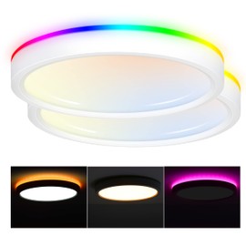 CLOUDY BAY 8 Inch LED Smart Flush Mount Ceiling Light,15W 2700-6500K CCT,2W RGB,Compatible with Alexa and Google Home Assistant,Pack of 2