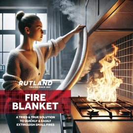 Rutland Fire Blanket for Home and Kitchen Emergency - 1 Pack, 40" x 40" - Fiberglass Fire Suppression Blanket Safety for Grilling, Camping and Boats (1)