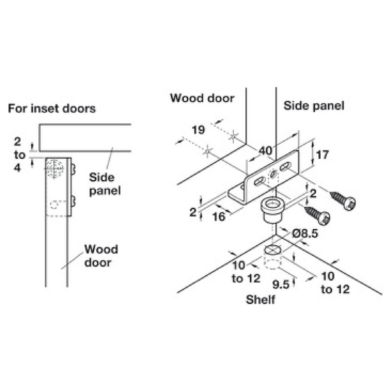 Black Simplex Concealed Hinges, pair