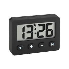 SELVA Digital Alarm Clock with Timer and Stopwatch - Small, Compact, Easy to Use (Black)