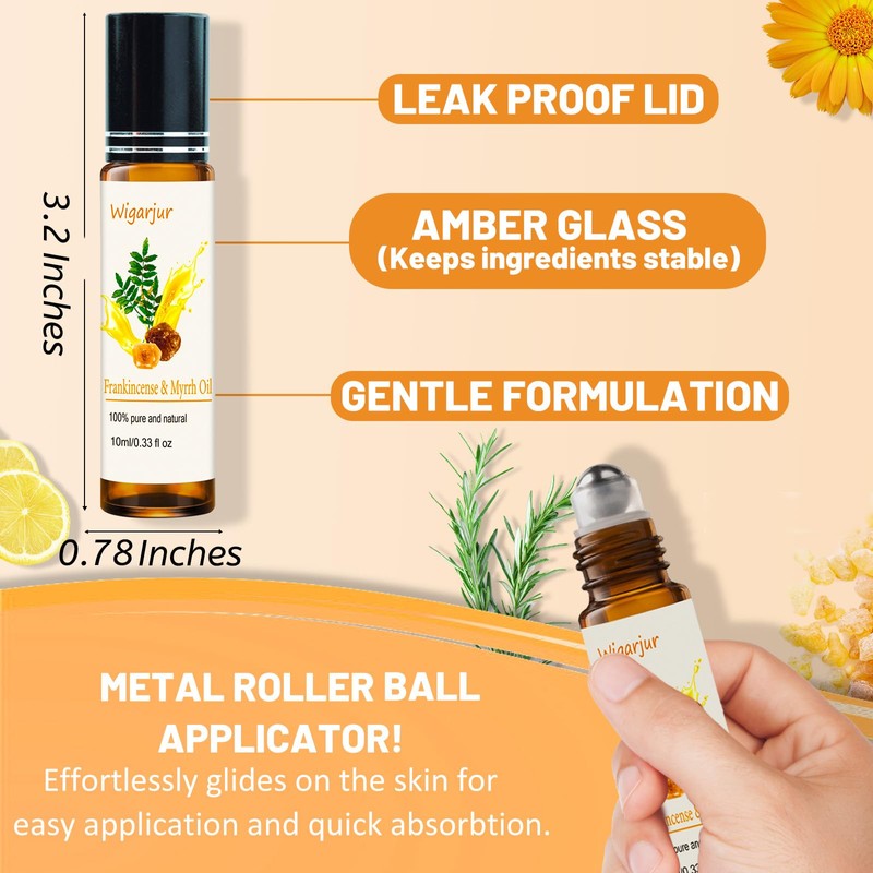 3 PCS Frankincense Essential Oil Blend Oils Roll On, Patchouli,
