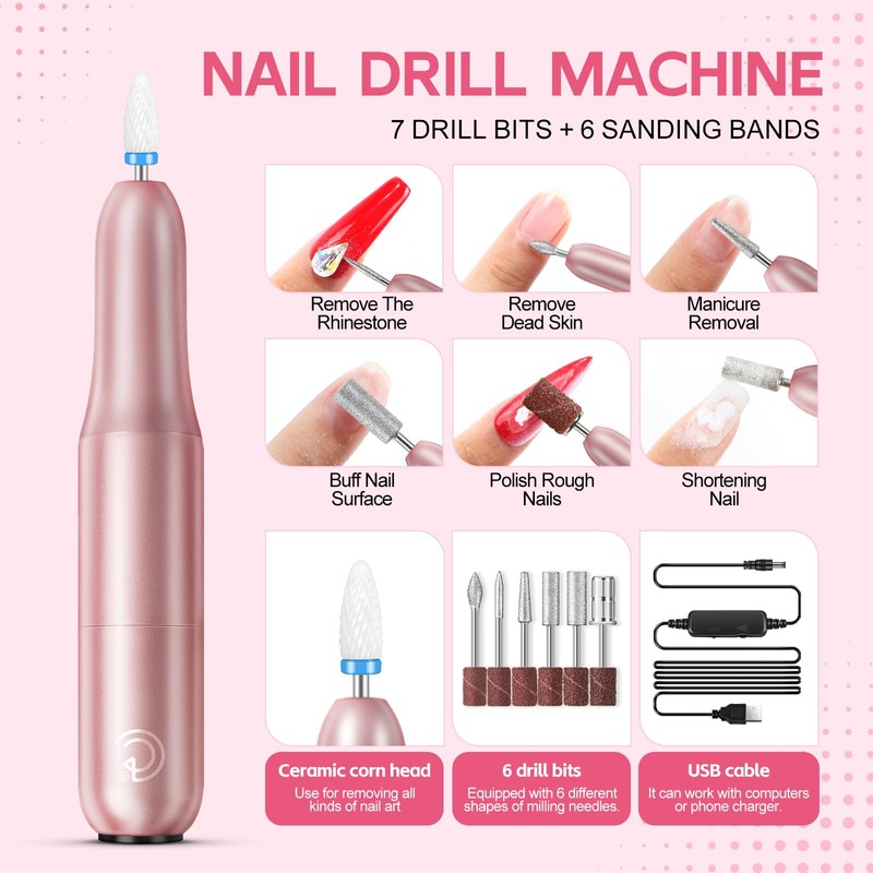 Acrylic Nail Kit with Drill and Light for Beginners Long
