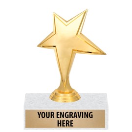 6" Gold Recognition Trophies - Custom Luminary Star Trophy Award 20 Pack
