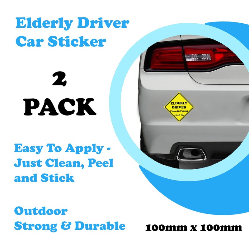 2-Pack "Elderly Driver: Please Be Patient, Thank You" Yellow Car