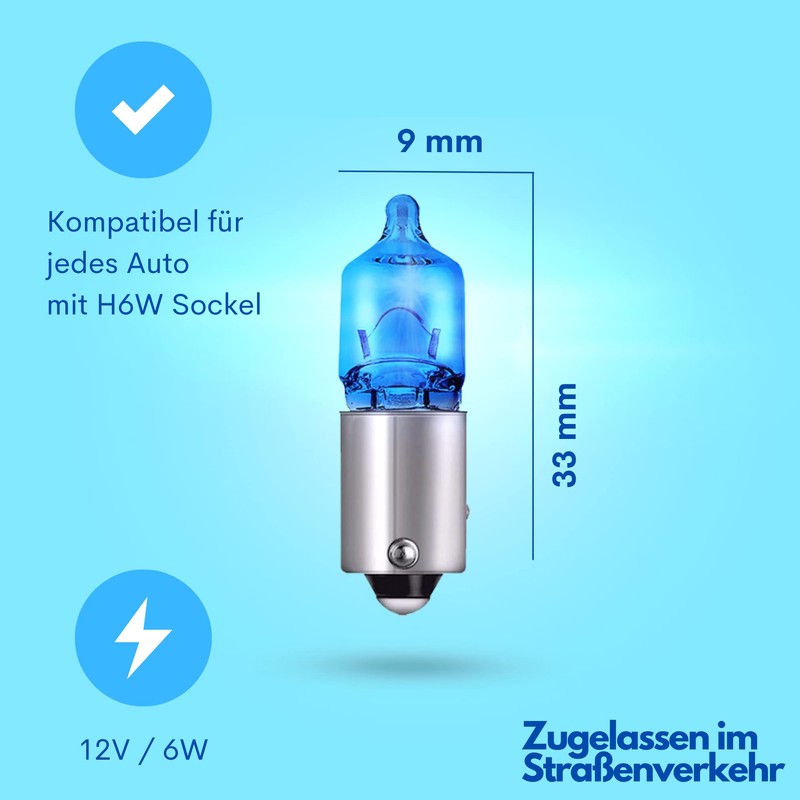 Diamond Vision 2x H6W 12V 6W Xenon Look Halogen Car