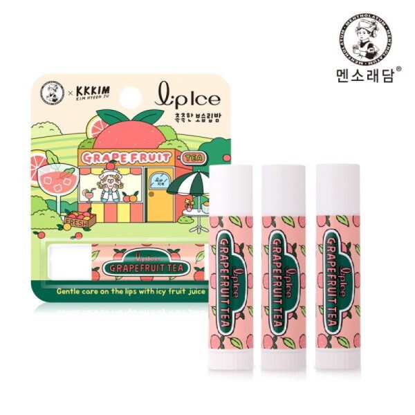 Mentholatum Lip Ice Lip Balm Grapefruit KKKIM 3.5g x3 /