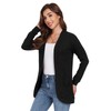 GRECERELLE Women's Black Long Sleeve Open Front Cardigan Casual Ribbed