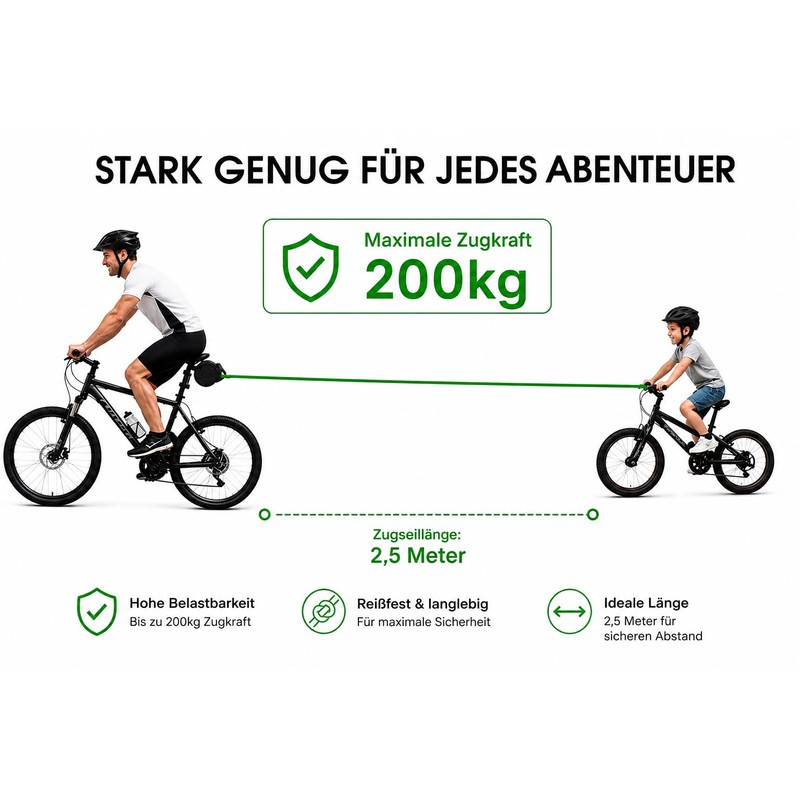 Kids Bicycle Tow Rope 2.5m - Automatic Retraction Tow System