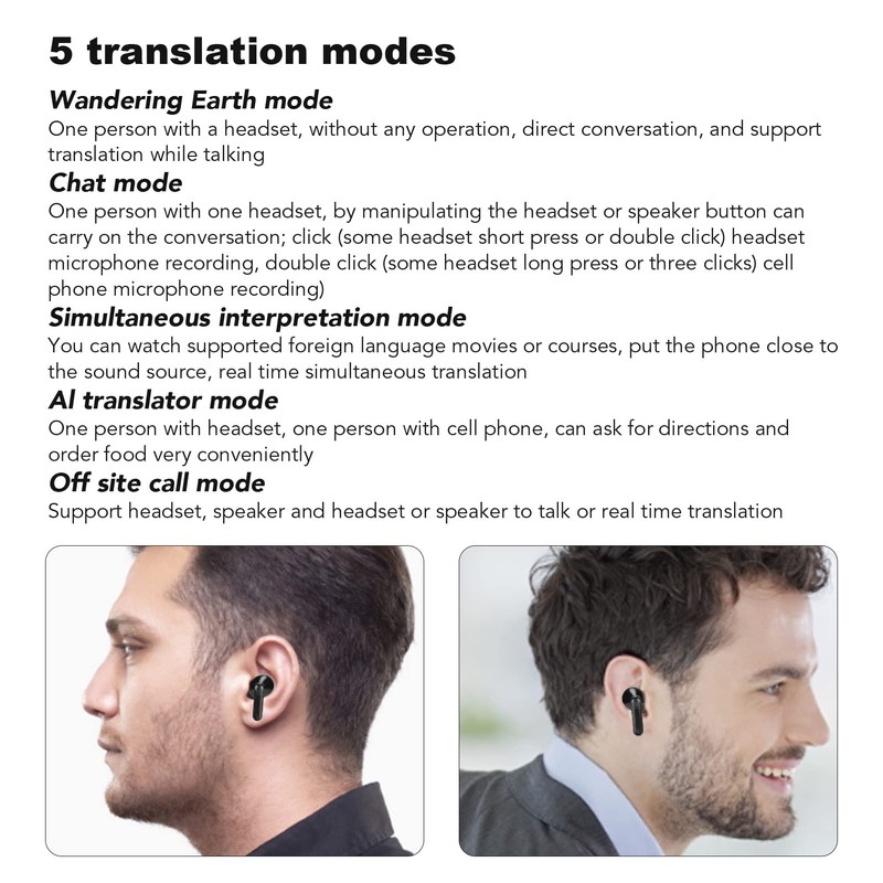 Y113 Language Translator Earbuds, Supports 84 Languages Online Offline Instant