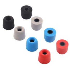 ALXCD Foam Ear Tips Compatible with 4.0mm Connect Hole, Medium Size 4 Pairs Soft Memory Foam Earbud Tips, Fit for Most in-Ear Headphones, Foam, Black Gray Red Blue