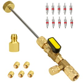 limontek Valve Core Remover Installer Tool, Dual Size SAE 1/4 to 5/16 Port, 10 Valve Core, 5 Brass Nuts