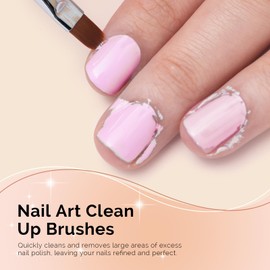 MelodySusie Nail Art Brushes Set,Nail Art Clean Up Brushes,3Pcs Brushes for Nails with Flat/Oval/Angled Gel Nail Brushes,Nail Brushes for Cleaning Nail Polish Mistake Or Gel Application