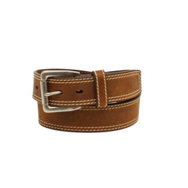 Ariat 1 1/2" Logo Concho Double Stitch Medium Brown Belt (44), brown