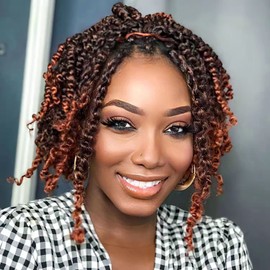BOHOBABE Crochet Passion Twist Hair Pretwisted 10 Inch Short Pre-looped Passion Twist Crochet Braiding Hair 8 Packs (T350)