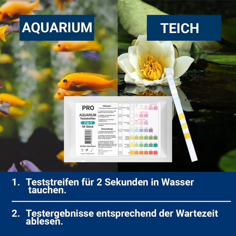 August Engelhardt 50 x 7-in-1 Aquarium Test Strips Quick Test