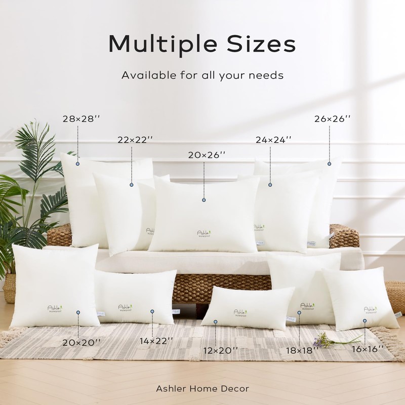 Ashler Home Deco Outdoor Waterproof Pillow Inserts - 12 x