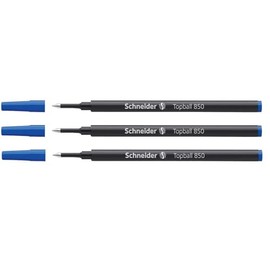 Schneider Pack of 3 Refills for Topball 850 Roller Pen, Medium Tapered Tip - 05 Blue