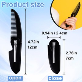 CTEAKOP Folding Mustache Comb for Men, Portable Plastic Pocket Moustache Comb, Fine Teeth Beard Straightener Grooming Styling Hair for Men (1 Pcs)