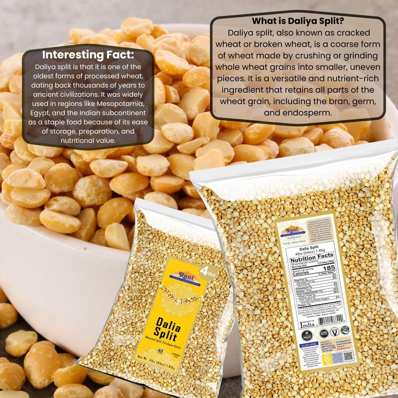 Rani Daliya Split (Roasted Split Chickpeas Dalia) 4lbs (64oz) ~
